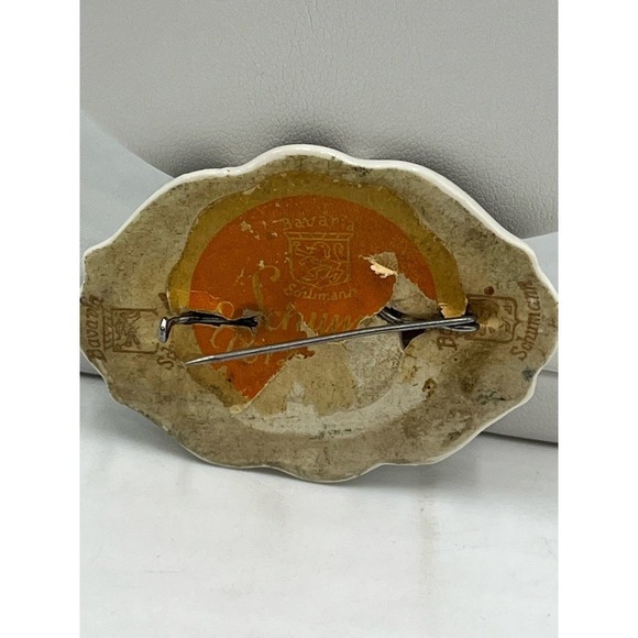 Antique Germany BAVARIAN SCHUMANN Hand Painted Floral Brooch Pin - Picture 7 of 14